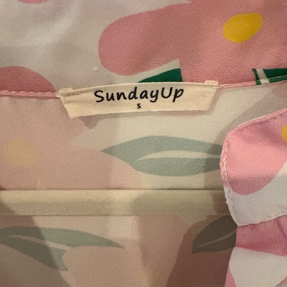 Sunday Pink and Green Floral Kids Dress - Picture 2 of 3